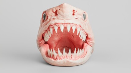 Naklejka premium Hyper-Realistic Shark Head with Open Mouth