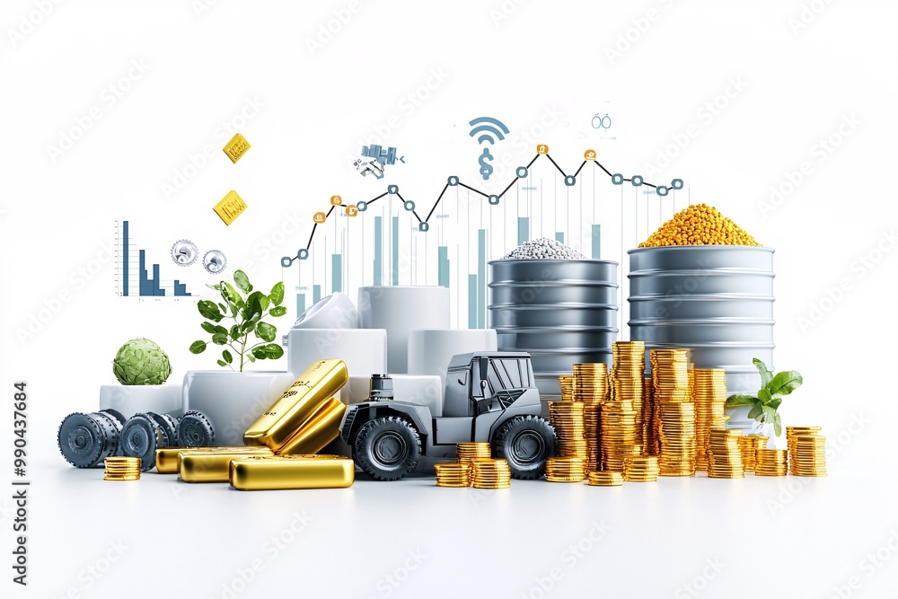 Aufkleber a dynamic and visually engaging infographic showcasing the role of commodities within a diversified 