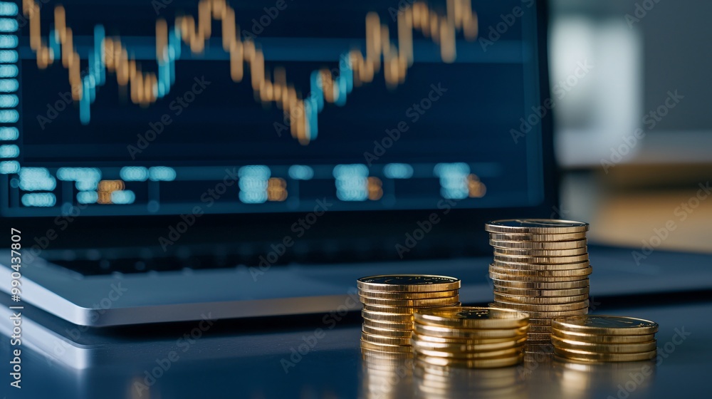 Poster a modern editorial-style image of a financial analyst's desk, filled with reports on commodities lik