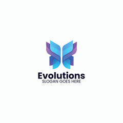 Vector Logo Illustration Butterfly Gradient Colorful Style