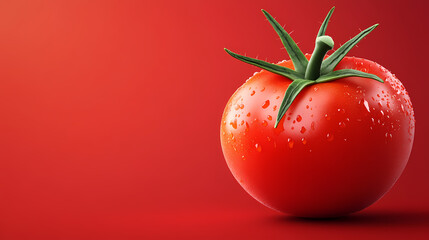 Red tomato with fresh water droplets