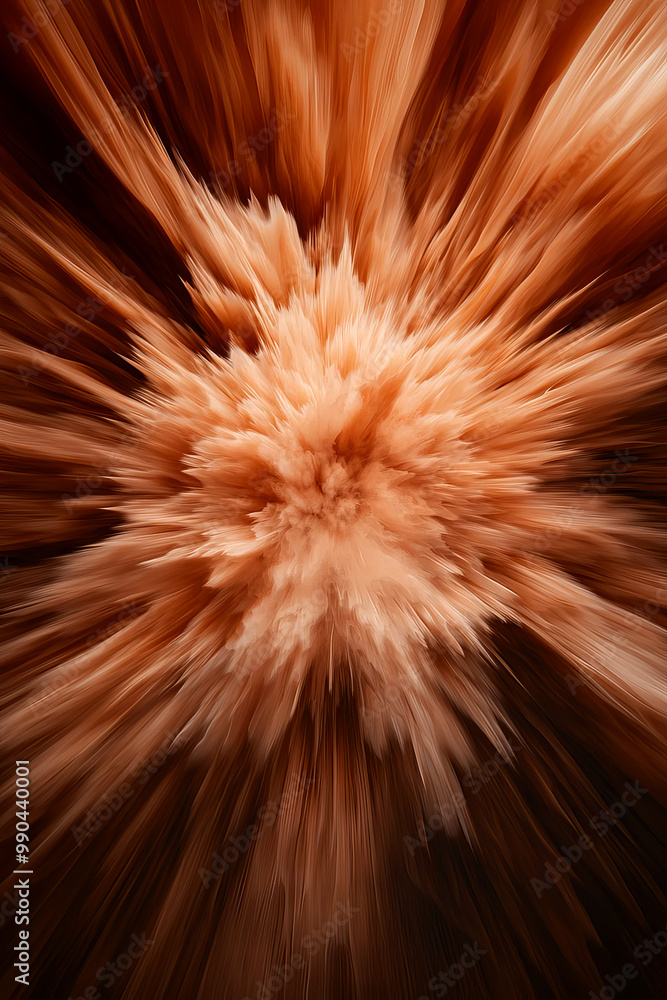 Poster abstract explosion effect with dynamic swirling patterns in warm brown tones.