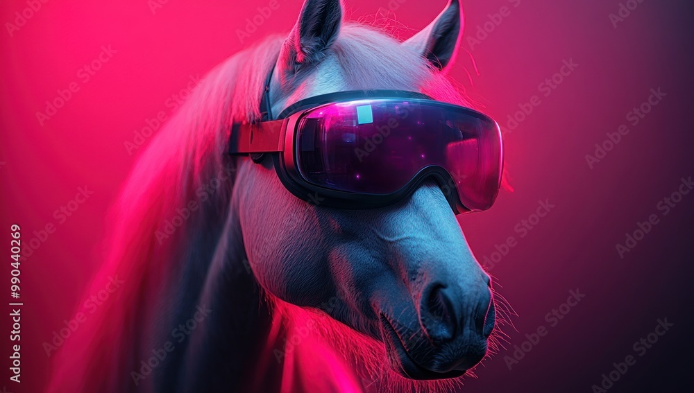 Wall mural Horse in VR Goggles