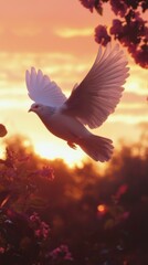 Obraz premium International Week of Science and Peace. World Science Day for Peace and Development. Illustration with a white dove symbol of peace.