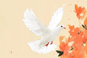 Fototapeta premium International Week of Science and Peace. World Science Day for Peace and Development. Illustration with a white dove symbol of peace.