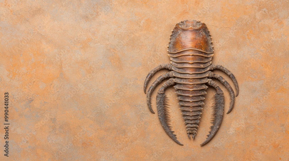 Poster fascinating ancient fossil displayed on textured surface