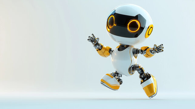 3d robot dancing in white background