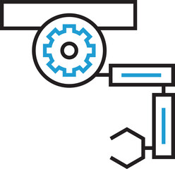Industrial Robotic Arm Line Icon