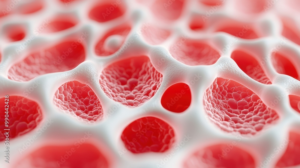 Poster close-up of intricate cellular structure in pink