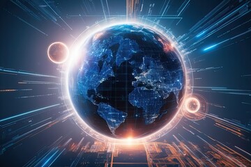 Obraz premium Innovative Digital Perspectives on Broadband Expansion and Rapid Coding in Cyberspace Abstract