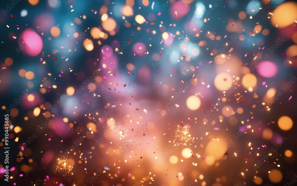 Poster vibrant bokeh lights in various colors, creating a festive and enchanting atmosphere perfect for cel