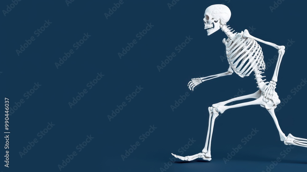 Poster running skeleton on dark background