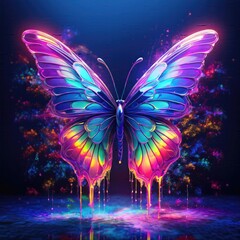 Butterfly painting images, color Explosion Butterfly Art with Glowing Effect