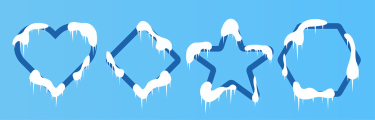 Dark Blue Winter Love Rhomb Star Hexagon Frame Snow with Soft Blue Background