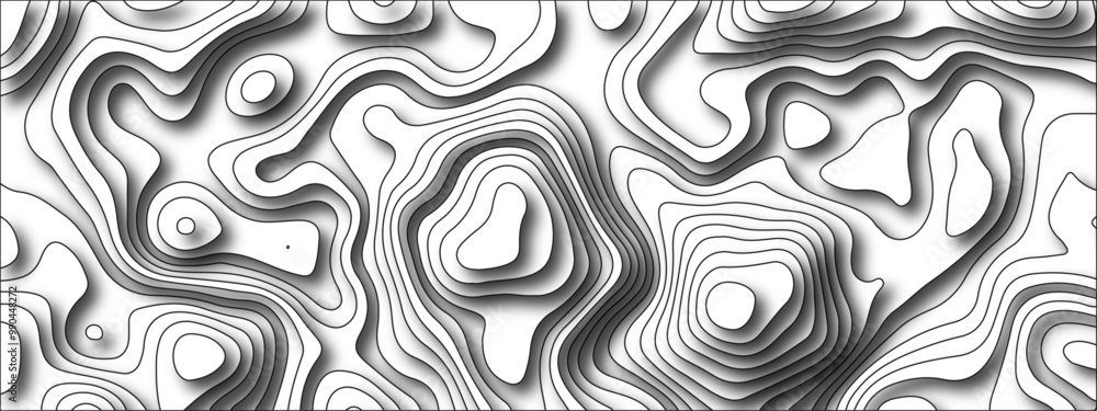 Aufkleber white background topography contour map with black curve lines. modern design with white background 