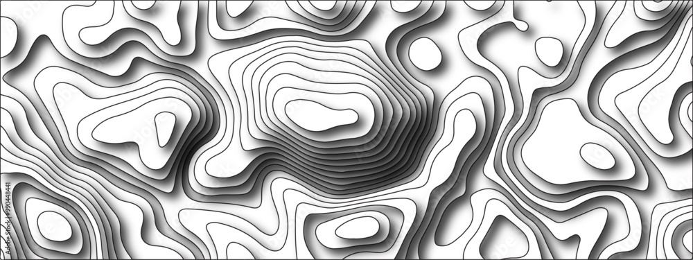 Aufkleber white background topography contour map with black curve lines. modern design with white background 