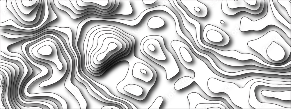 Aufkleber white background topography contour map with black curve lines. modern design with white background 