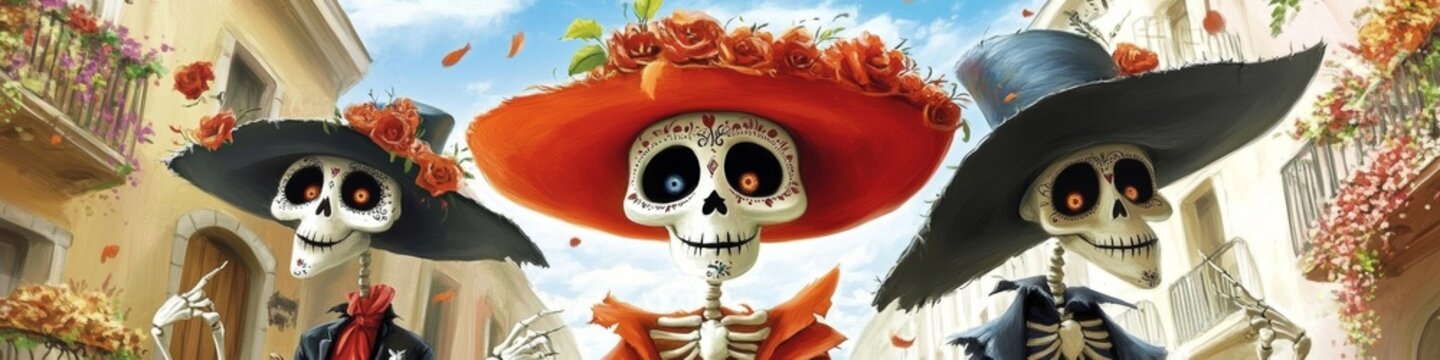 Illustration with a girl and a skull on the theme of the D&iacute;a de Muertos. Day of the Dead is one of the most vibrant and original holidays in Mexico. A great reason to laugh at Death and actively enjoy