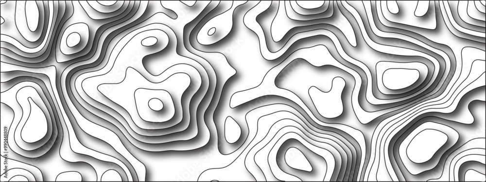 Aufkleber white background topography contour map with black curve lines. modern design with white background 