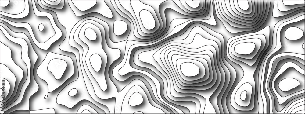 Aufkleber white background topography contour map with black curve lines. modern design with white background 