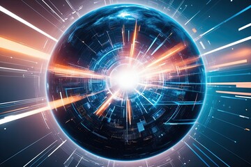 Fototapeta premium Digital Perspectives on Cyberspace Abstract Representation and Broadband Improvement Strategies