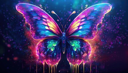 Butterfly painting images, color Explosion Butterfly Art with Glowing Effect