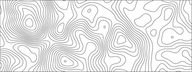 Fototapeta premium White background topography contour map with black curve lines. Modern design with White background with topographic wavy pattern design. Geographic mountain relief.