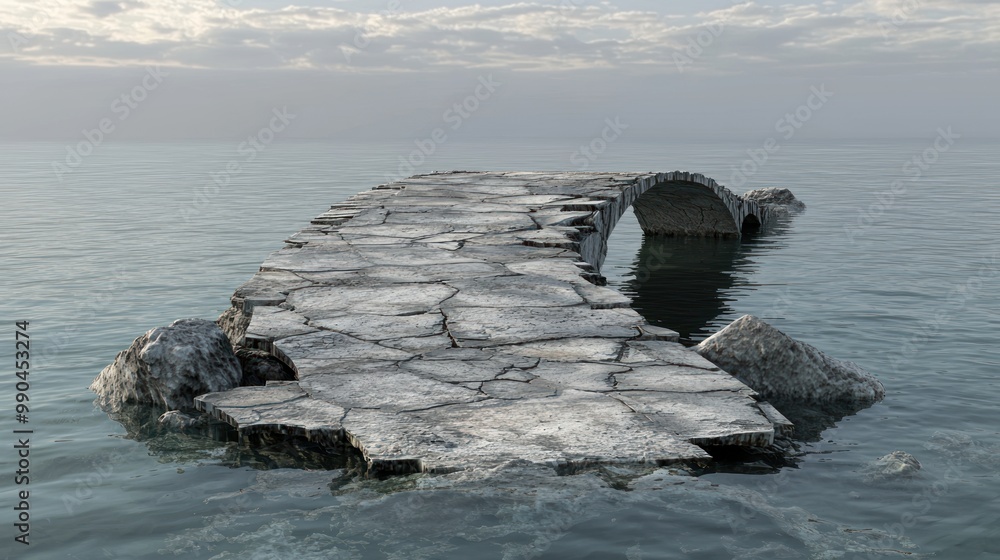 Poster a broken bridge being repaired, representing the concept of amending a damaged structure or relation