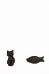 Licorice candies in the shape of cat and fish