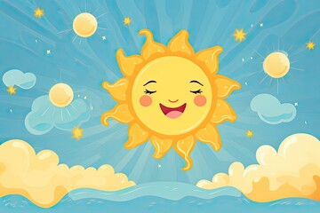 Fototapeta premium cute smiling sun childish illustration