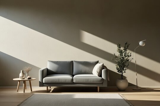 Serene Modern Luminosity Filter with Soft Wall Texture Diagonal Shadows and Natural Lighting