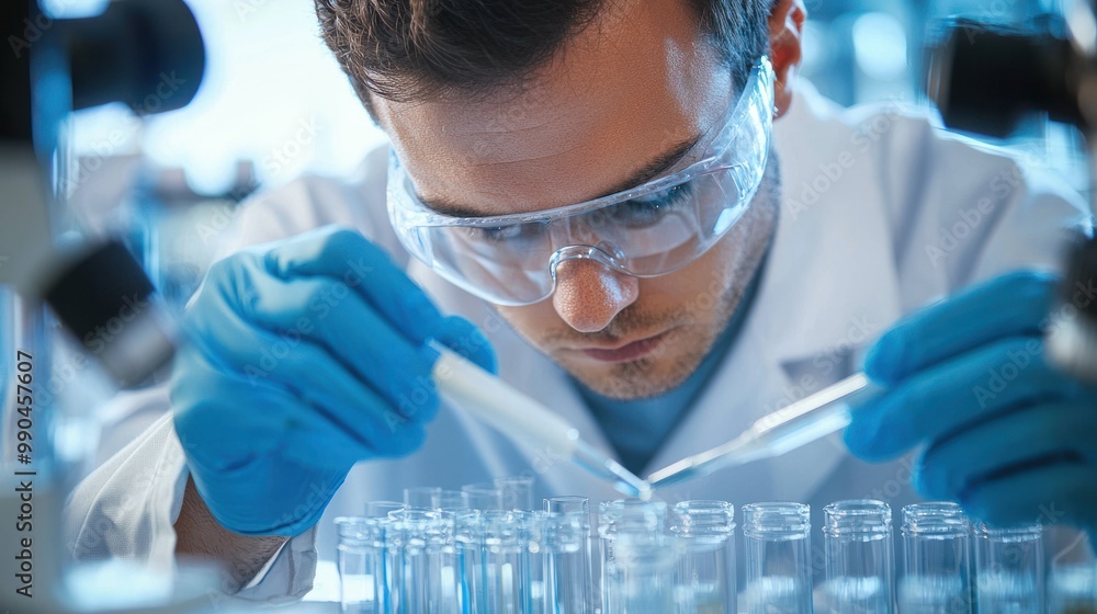 Aufkleber analysis depicted through a scientist carefully observing and recording details in a laboratory sett