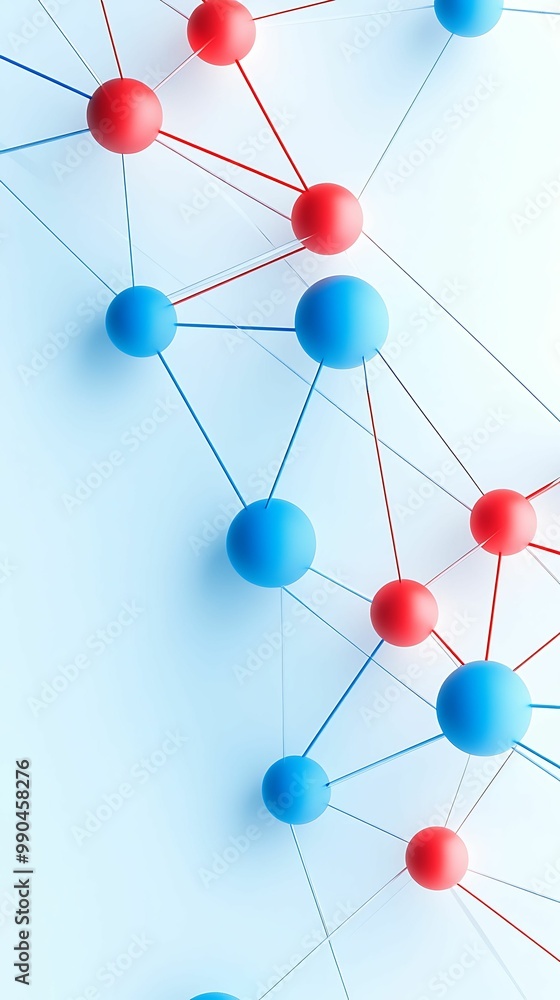 Poster the image features a network of interconnected blue and red spheres, symbolizing relationships or co