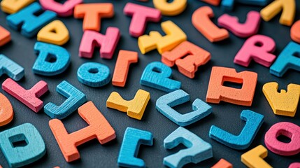 Fototapeta premium colorful letters arranged on a table, illustrating the idea of creating anagrams