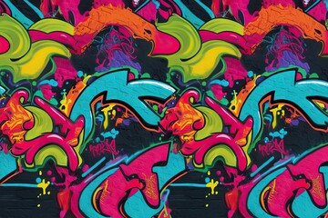 Fototapeta premium Vibrant Neon Graffiti Textured Wallpaper Design for High Energy Interiors