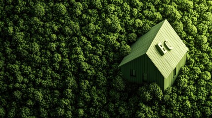 Naklejka premium A Green Eco-Friendly House Embedded in a Lush Forest