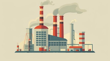 Obraz premium Minimalistic Factory Design in Flat Style
