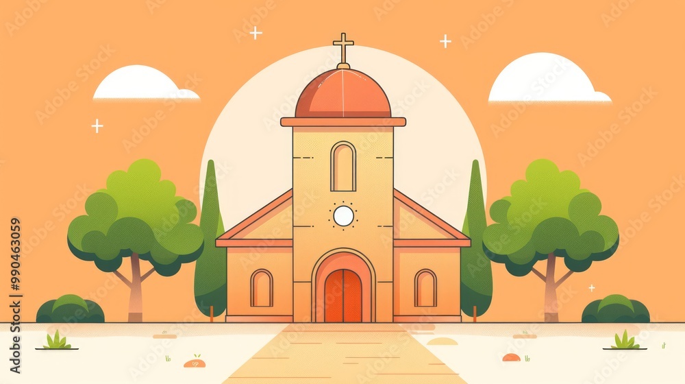 Poster flat design of a religious structure in front view