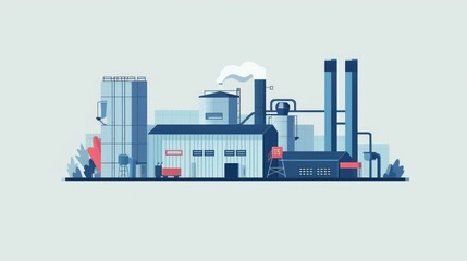 Obraz premium Minimal Flat Design of Industrial Complex