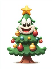 Cartoon Christmas Tree: A fun, cartoon-style 2D Christmas tree