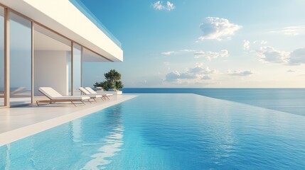 Fototapeta premium Luxury infinity pool overlooking the ocean.