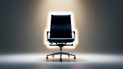 Spotlight on Empty Office Chair with Glowing Edges