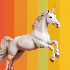 Naklejka premium Playful Unicorn on Colorful Background