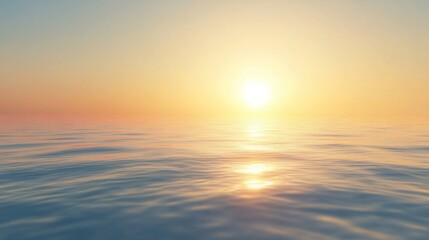 Fototapeta premium A peaceful sunset over a calm ocean, with soft, golden light reflecting on the water, offering a tranquil and beautiful background scene.