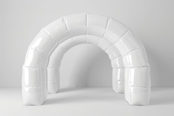 Modern white ceramic archway with intricate texture, offering a sleek design element for interior spaces.