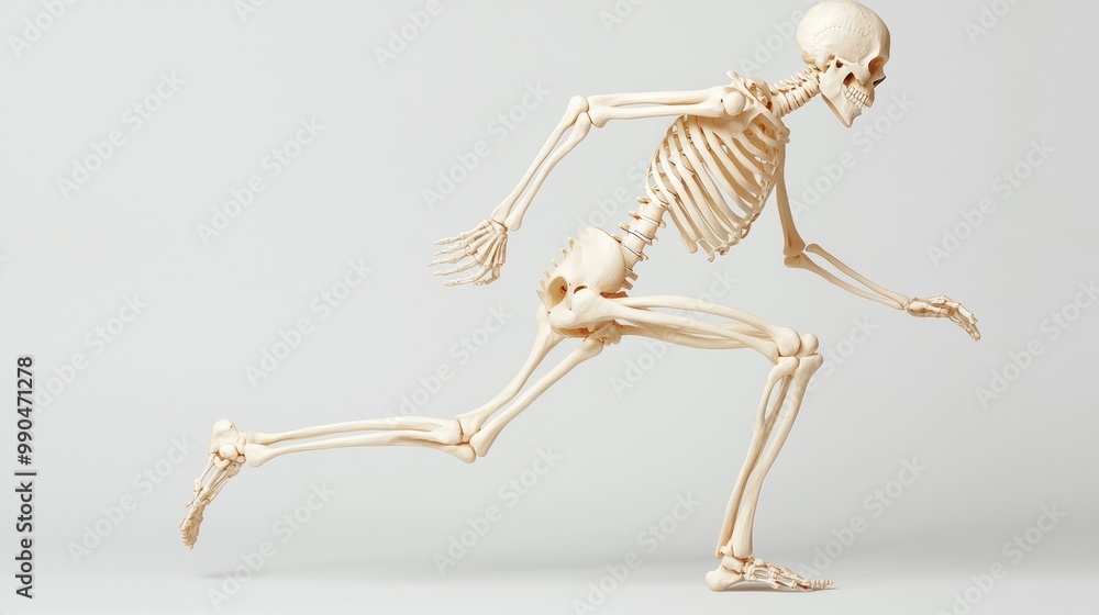 Poster running human skeleton model in dynamic pose