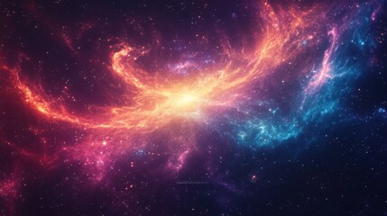 A vibrant galaxy background with swirling stars, nebulae, and glowing celestial bodies against a deep black sky, perfect for cosmic-themed designs.