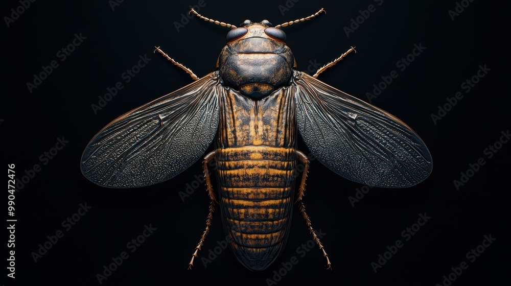 Poster detailed macro of insect with intricate wing patterns