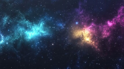 Naklejka premium An expansive galaxy background with vibrant, colorful stars and glowing nebulae filling the deep, dark universe. Perfect for space-inspired design concepts.