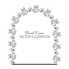 flowers ornamental decorative frame on white background. Floral arch wedding frame
